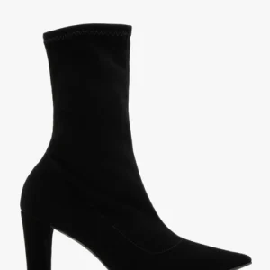 Czarne elastyczne botki na grubej szpilce