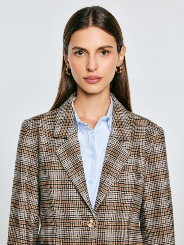 Marynarka damska z dodatkiem wełny w kratę Stilla 000