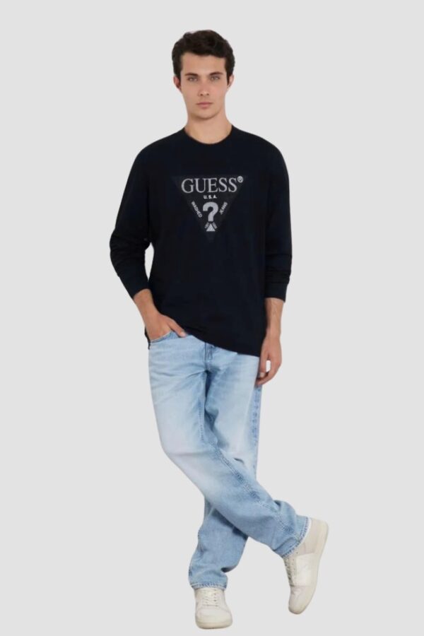 GUESS Granatowy męski longsleeve Ls Cn
