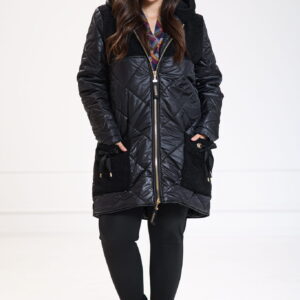 Czarna pikowana kurtka Roksana z wstawkami PLUS SIZE XXL OVERSIZE JESIEŃ ZIMA