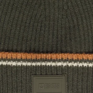 Czapka męska z kolorowym akcentem khaki Wandegor 303