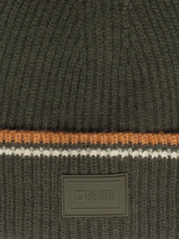 Czapka męska z kolorowym akcentem khaki Wandegor 303