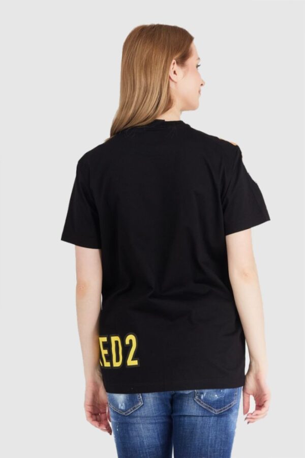 DSQUARED2 Czarny t-shirt damski z tygrysem