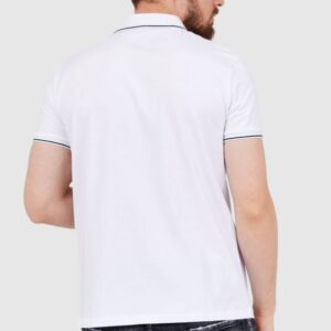 ARMANI EXCHANGE Biała męska koszulka polo na suwak