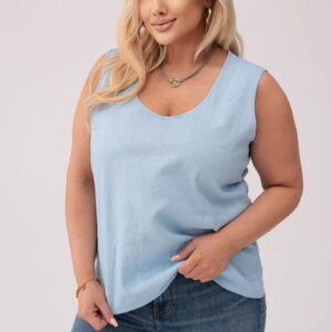 Lniany top Clea w błękitnym kolorze PLUS SIZE OVERSIZE