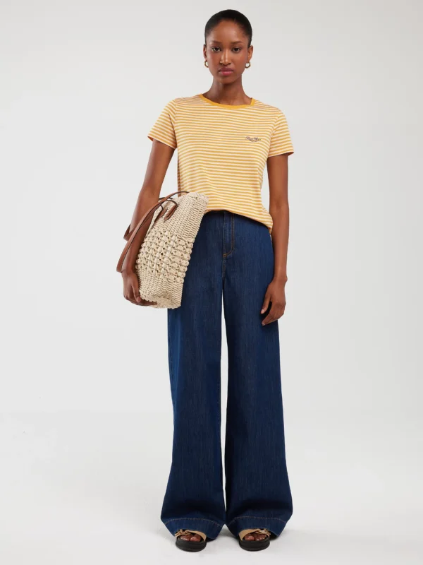 Koszulka damska w paski żółto-biała Zenaida 703