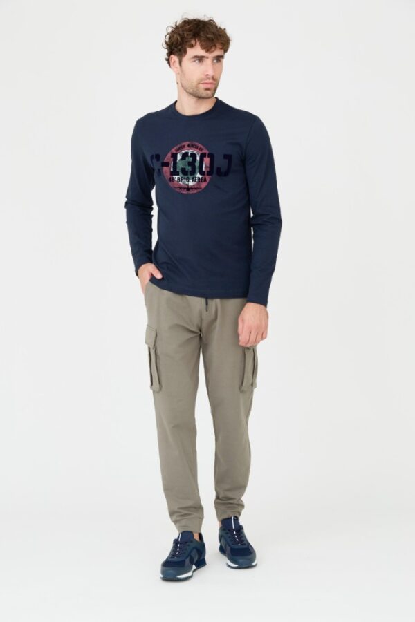 AERONAUTICA MILITARE Granatowy męski longsleeve bawełniany