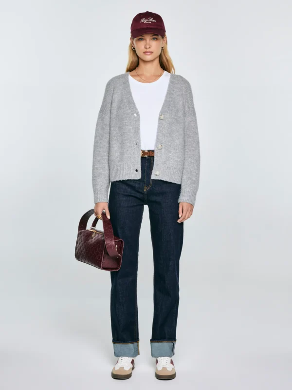 Kardigan damski z dodatkiem wełny szary Kardica 901