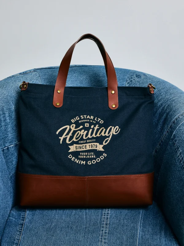 Torba ze skórzanymi elemantami granatowo-brązowa Arvis 00