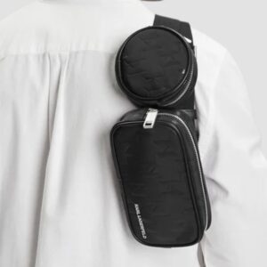 KARL LAGERFELD Czarna męska nerka podwójna z monograme