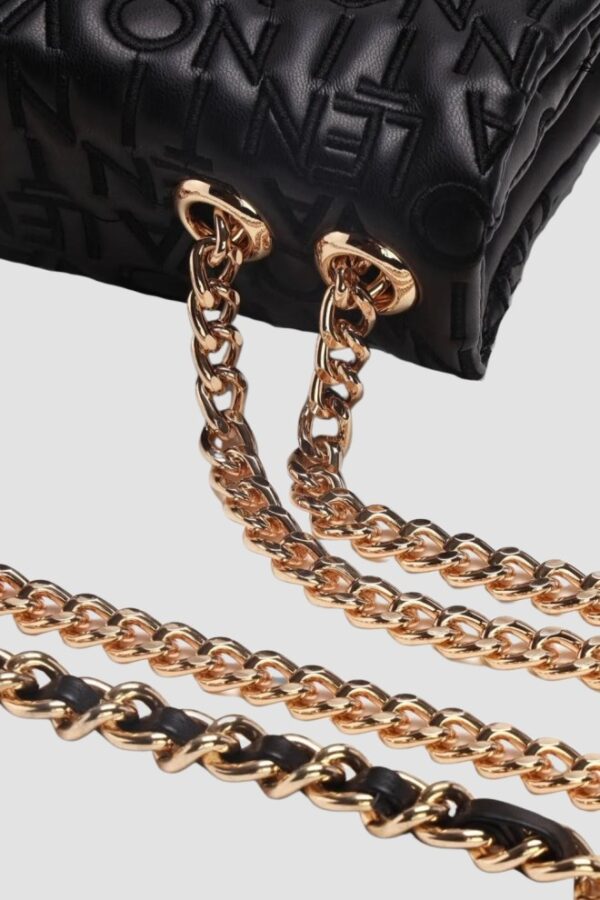 VALENTINO Czarna logowana damska torebka Dram Flap Bag