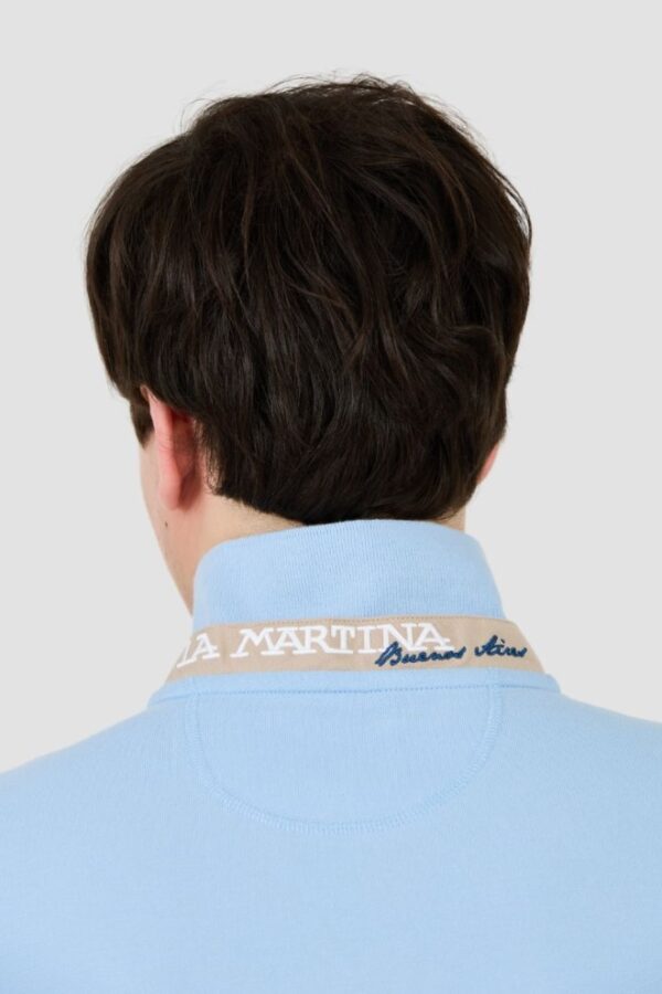 LA MARTINA Błękitne męskie polo z małym logo