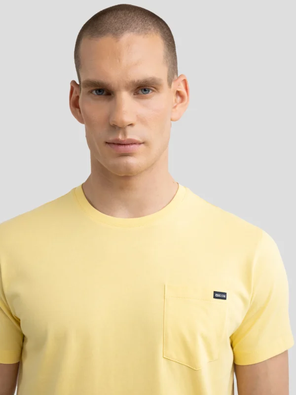 Koszulka męska z kieszonką żółta Carbon 200