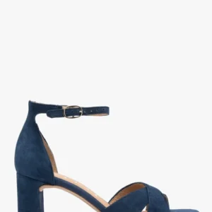 Granatowe sandały damskie na obcasie