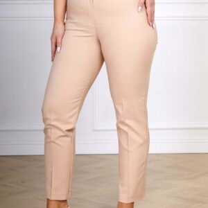 Eleganckie beżowe spodnie cygaretki Inez XXL OVERSIZE