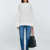 Sweter damski z obszernym golfem melanżowy biały Magdalena 100