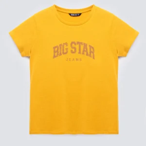 Koszulka damska bawełniana z logo BIG STAR żółta Ramila 201