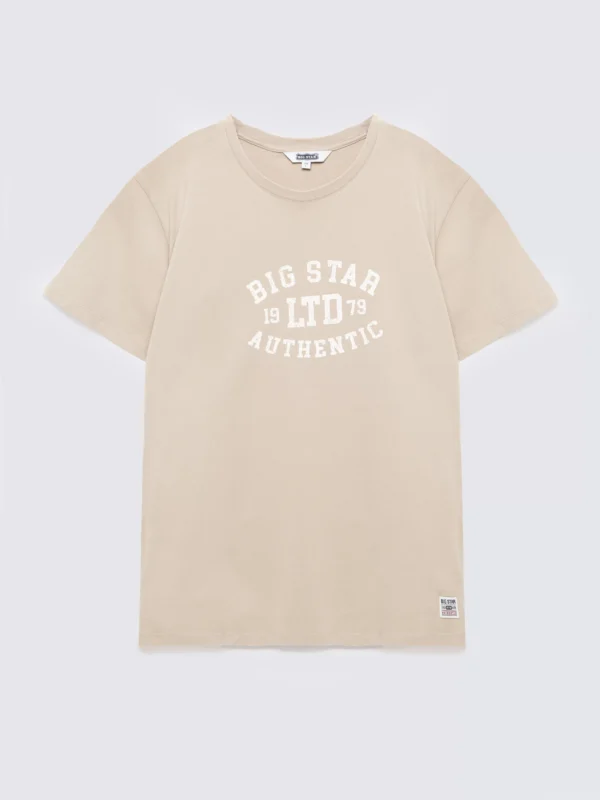 Koszulka męska z nadrukiem beżowa Teller 804