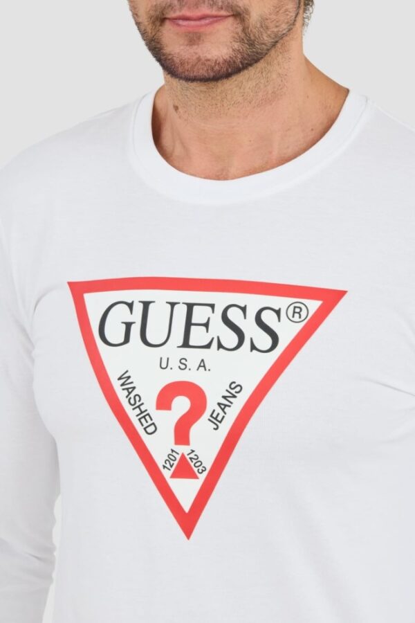 GUESS Biały męski longsleeve Original Logo Tee