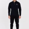 LA MARTINA Czarny męski longsleeve polo HEAVY JERSEY