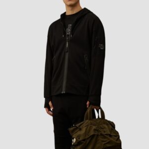 C.P. COMPANY Czarna rozpinana męska bluza Hooded Open