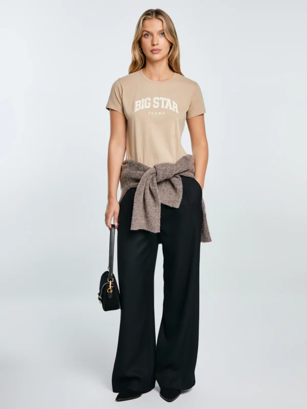4187a59cc0c375d403c2430a60b8251f390c3ed9 Koszulka damska bawełniana z logo BIG STAR beżowa Ramila 805