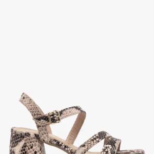Sandały damskie na obcasie we wzór węża