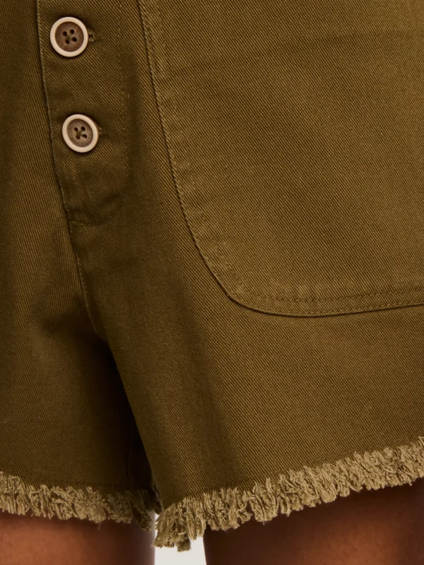 Szorty damskie z surowym wykoŅczeniem khaki Gusti 303