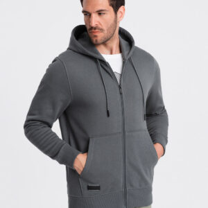 Rozpinana męska dresowa bluza BASIC – grafitowa V11