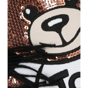 MOSCHINO Czarny szalik damski z misiem z cekinów