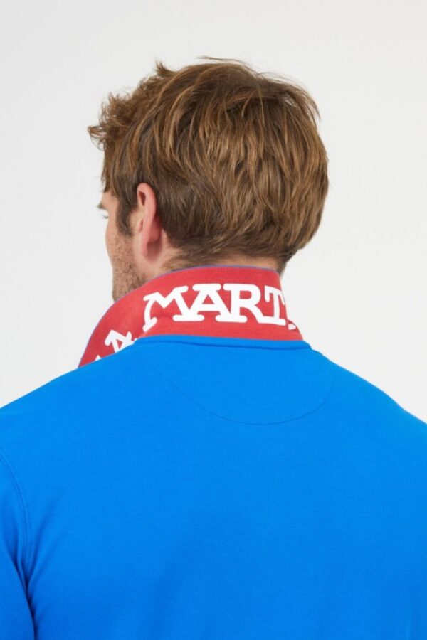 LA MARTINA Niebieskie męskie polo z długim rękawem