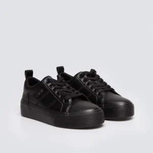 Trampki damskie ze skóry ekologicznej czarne RR274316 906