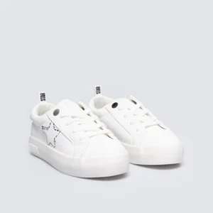 Trampki dziewczęce ze skóry ekologicznej białe KK374222 101