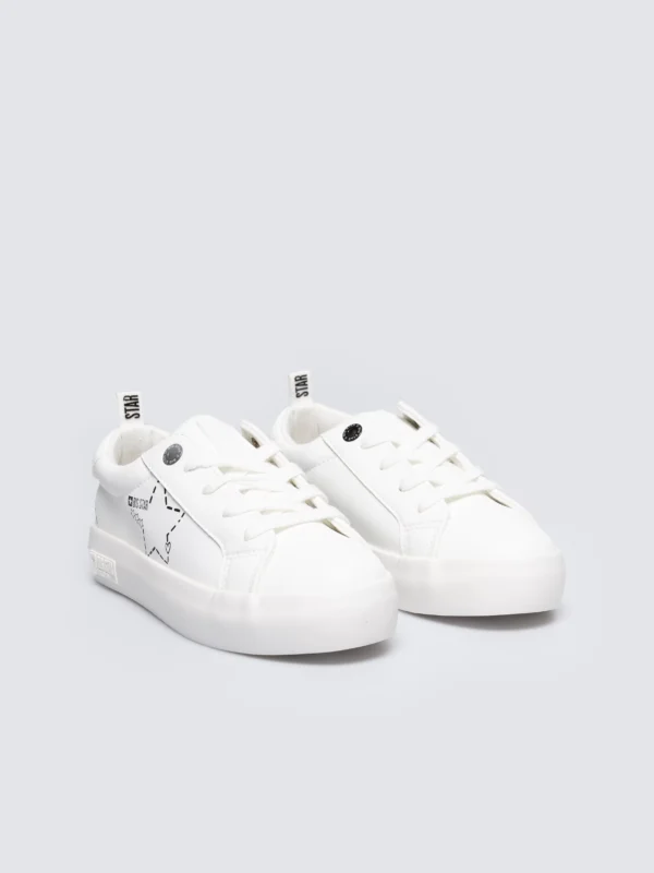 Trampki dziewczęce ze skóry ekologicznej białe KK374222 101