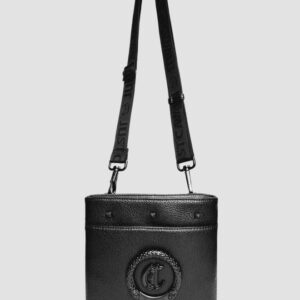 JUST CAVALLI Czarna męska torebka JC Logo Metal Circle - Style 3
