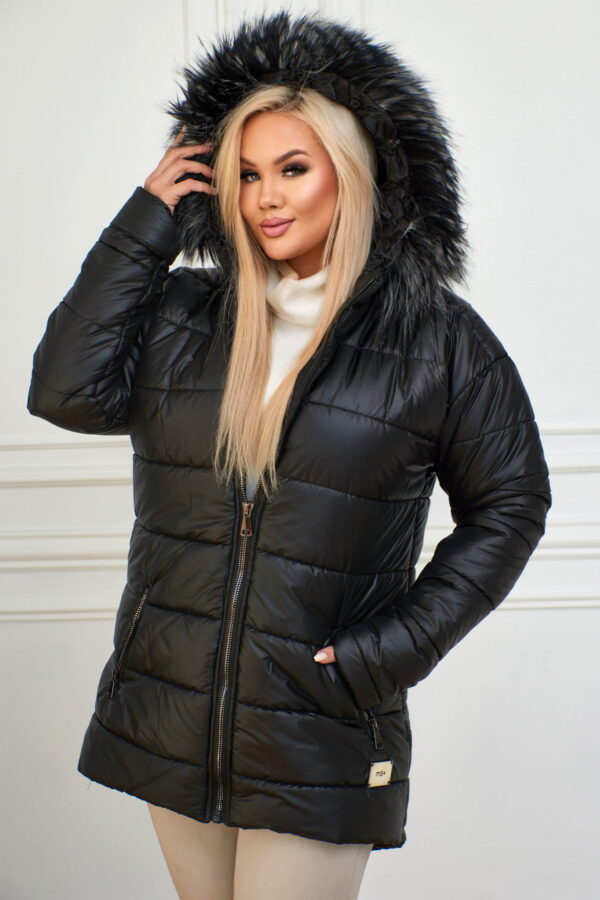 452536f415db307e8153a45402125b56184875ef Ocieplona czarna kurtka Melania z futerkiem PLUS SIZE JESIEŃ ZIMA