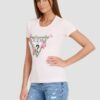 GUESS Różowy damski t-shirt Floral Triangle Tee