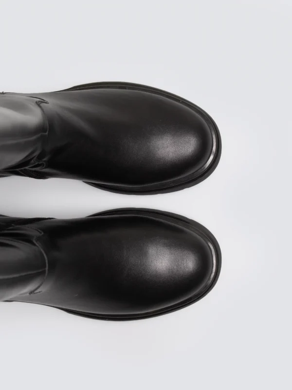 Kozaki damskie ze skóry naturalnej czarne SS274618 906