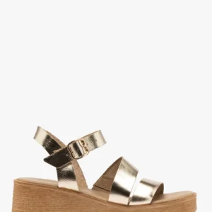 Platynowe sandały damskie na obcasie