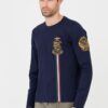 AERONAUTICA MILITARE Granatowy męski bawełniany longsleeve