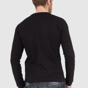 EA7 Czarny męski longsleeve z aplikacją z logo