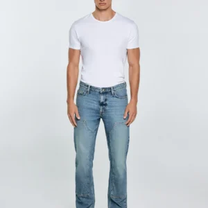 Jeansy męskie z przeszyciami niebieskie Colt Double Knee 406