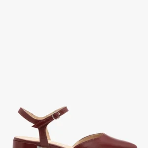 Bordowe czółenka damskie slingback bez pięty