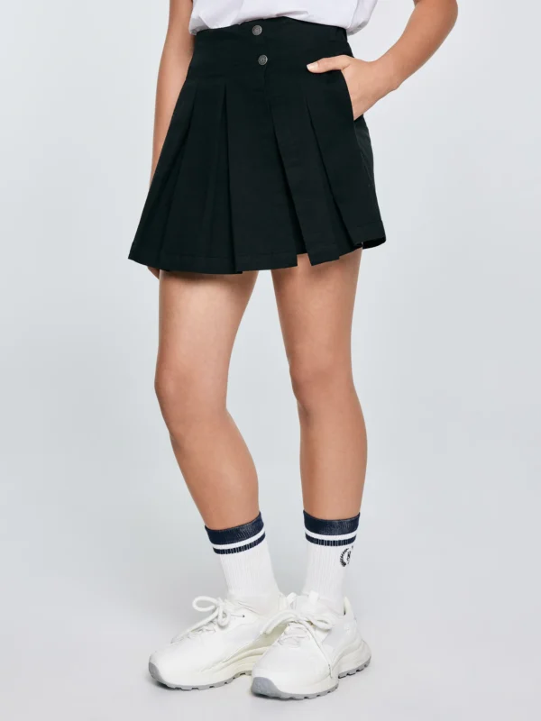 Spódnico-szorty dziewczęce rozkloszowane czarne Kardilana 906