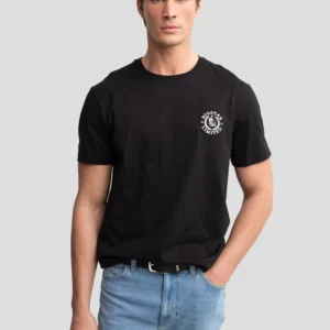 Koszulka męska bawełniana z haftem na piersi czarna Reager 906