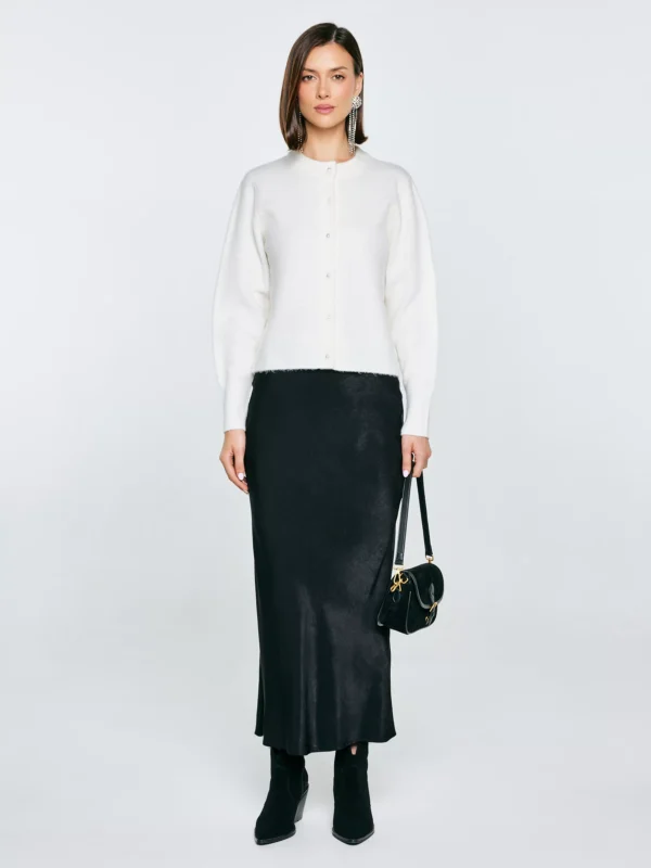 Kardigan damski z dodatkiem wełny biały Lena 100