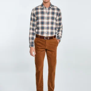 Spodnie męskie chinosy sztruks brązowe Trevis 802