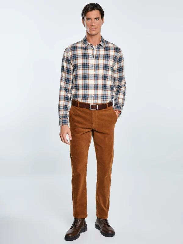 Spodnie męskie chinosy sztruks brązowe Trevis 802