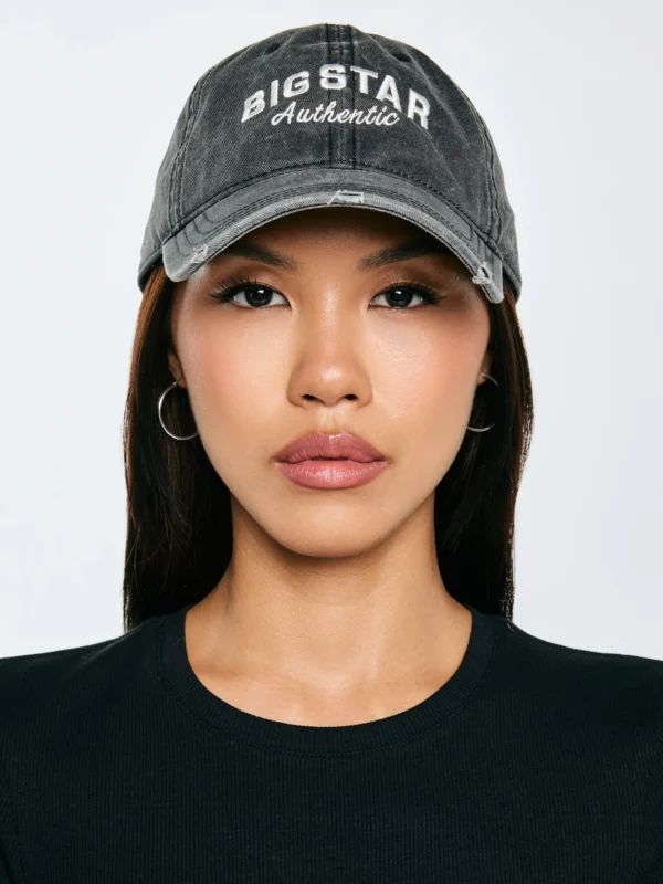 49c833ea21e8f763b0f6a8962d20cabe687af1db Czapka z daszkiem jeansowa z efektem postarzania czarna Densi 906