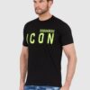 DSQUARED2 Czarny t-shirt męski z neonowym logo icon